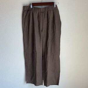 EILEEN FISHER 100% Organic Linen Wide Leg Pants Neutral Tan Medium M